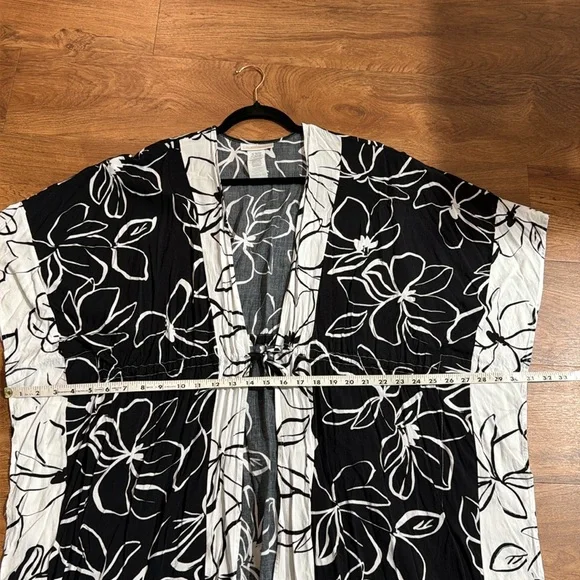 La Blanca Women One Size Kimono Swimwear CoverUp Black Moonlit Silhouette - Picture 10 of 15